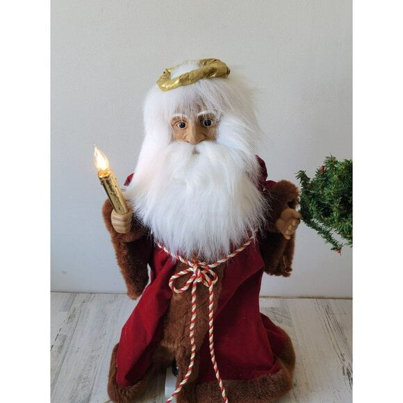 Telco St Nicholas Santa red robe tree candle animated motionette Xmas - Picture 2 of 13